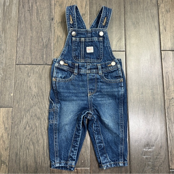 Old Navy Other - Old Navy Workwear Baby Denim Overalls 6-12 Months Dark Wash Cotton